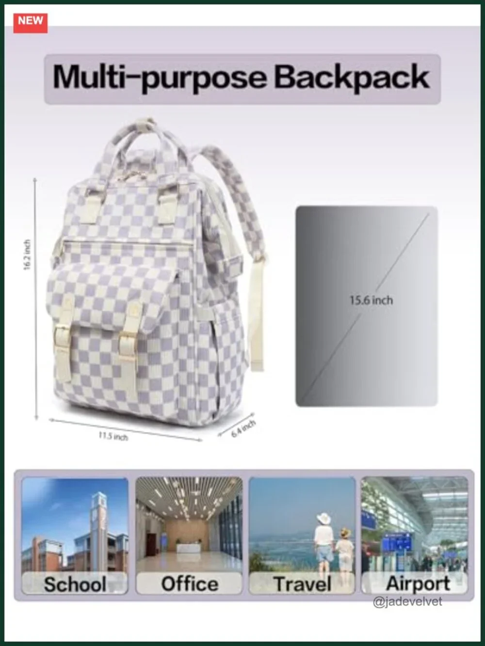 Corduroy Laptop Backpack 15.6 Inch Bookbag for Women Girls School Travel Daypack